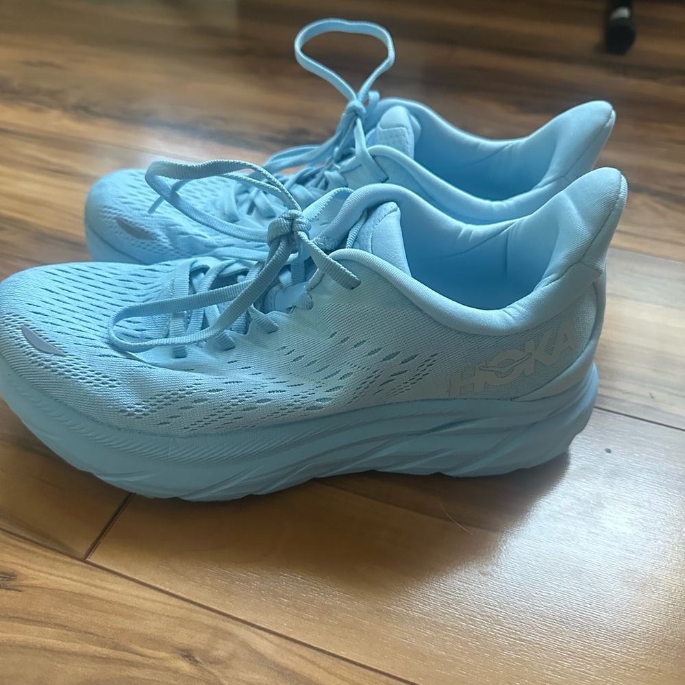 Hoka Clifton 8 Light Blue Running Shoes So Cute! 🩵